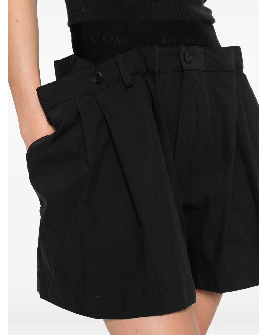 ALAINPAUL Black Buttoned Shorts
