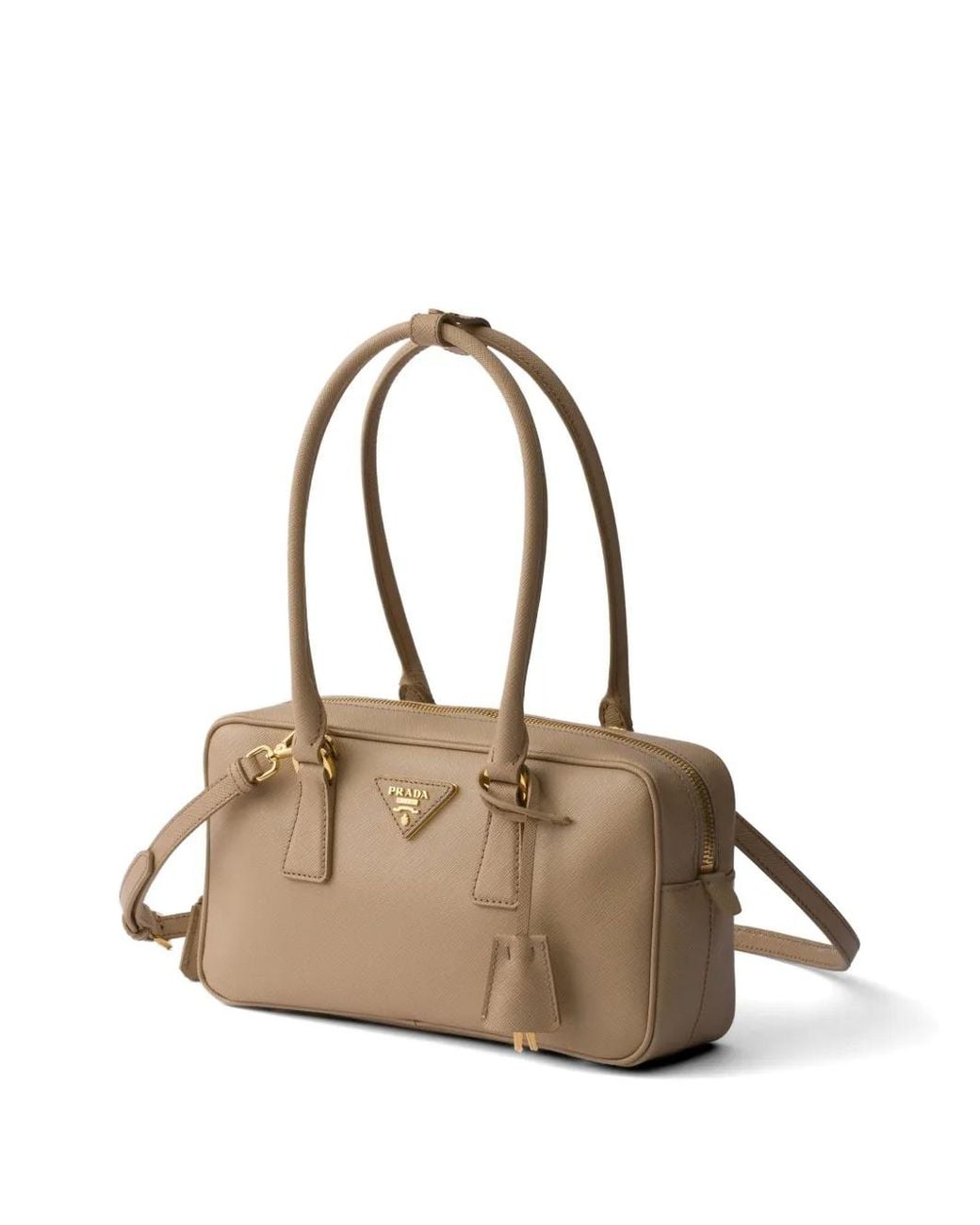 Prada Natural Small Saffiano Leather Top-Handle Bag