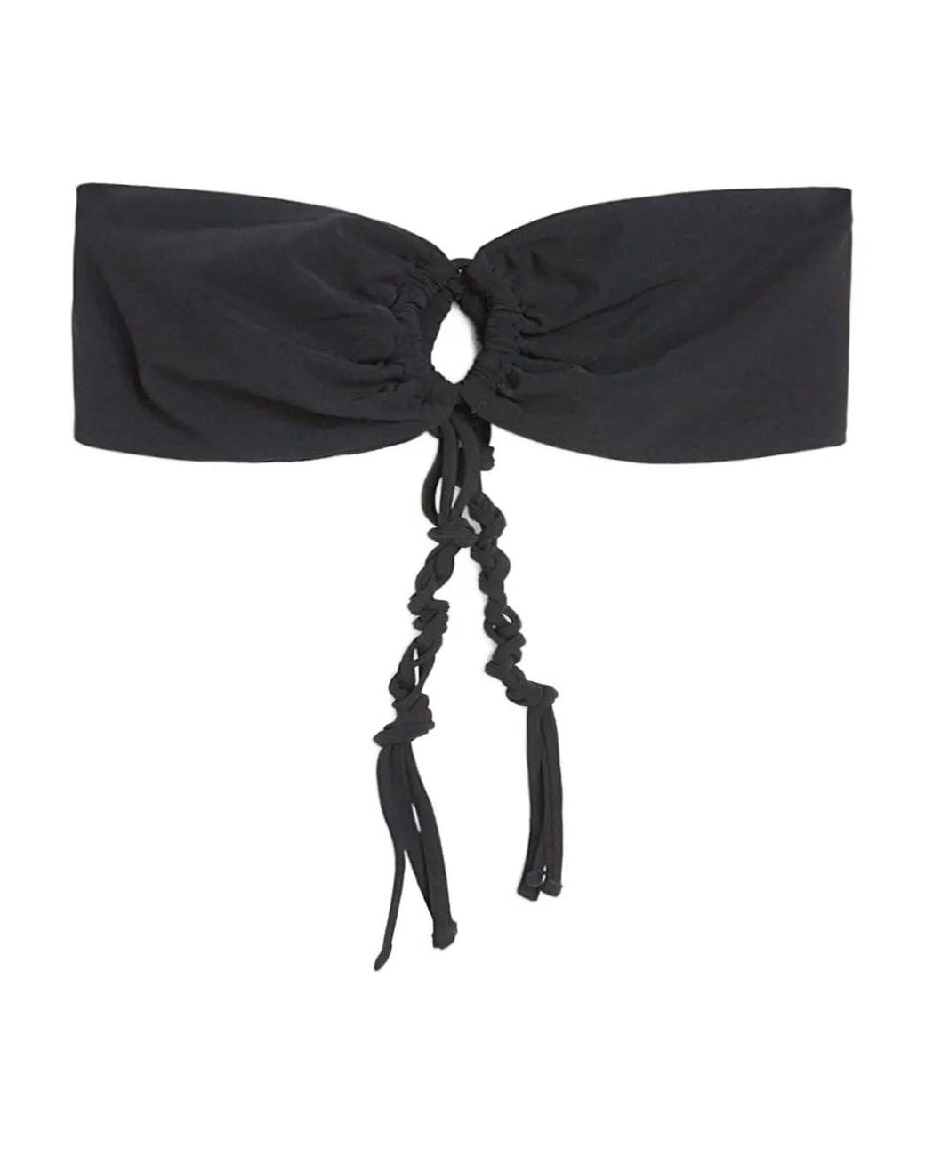 Jil Sander Black Tangle Knot-Detail Bandeau Bikini Top