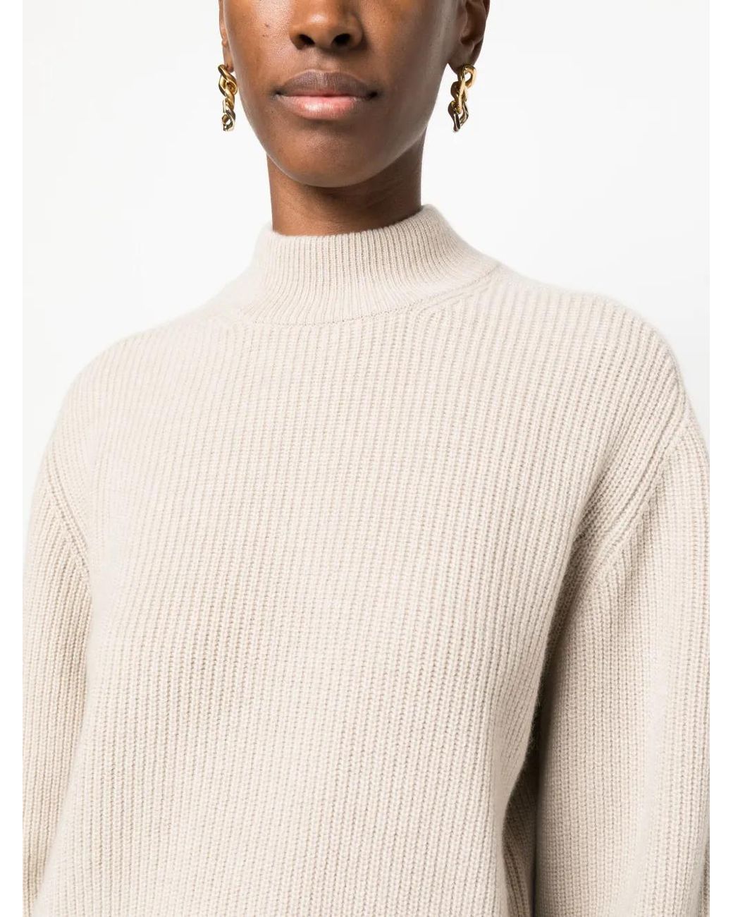 Brunello Cucinelli Natural High Neck Cashmere Sweater