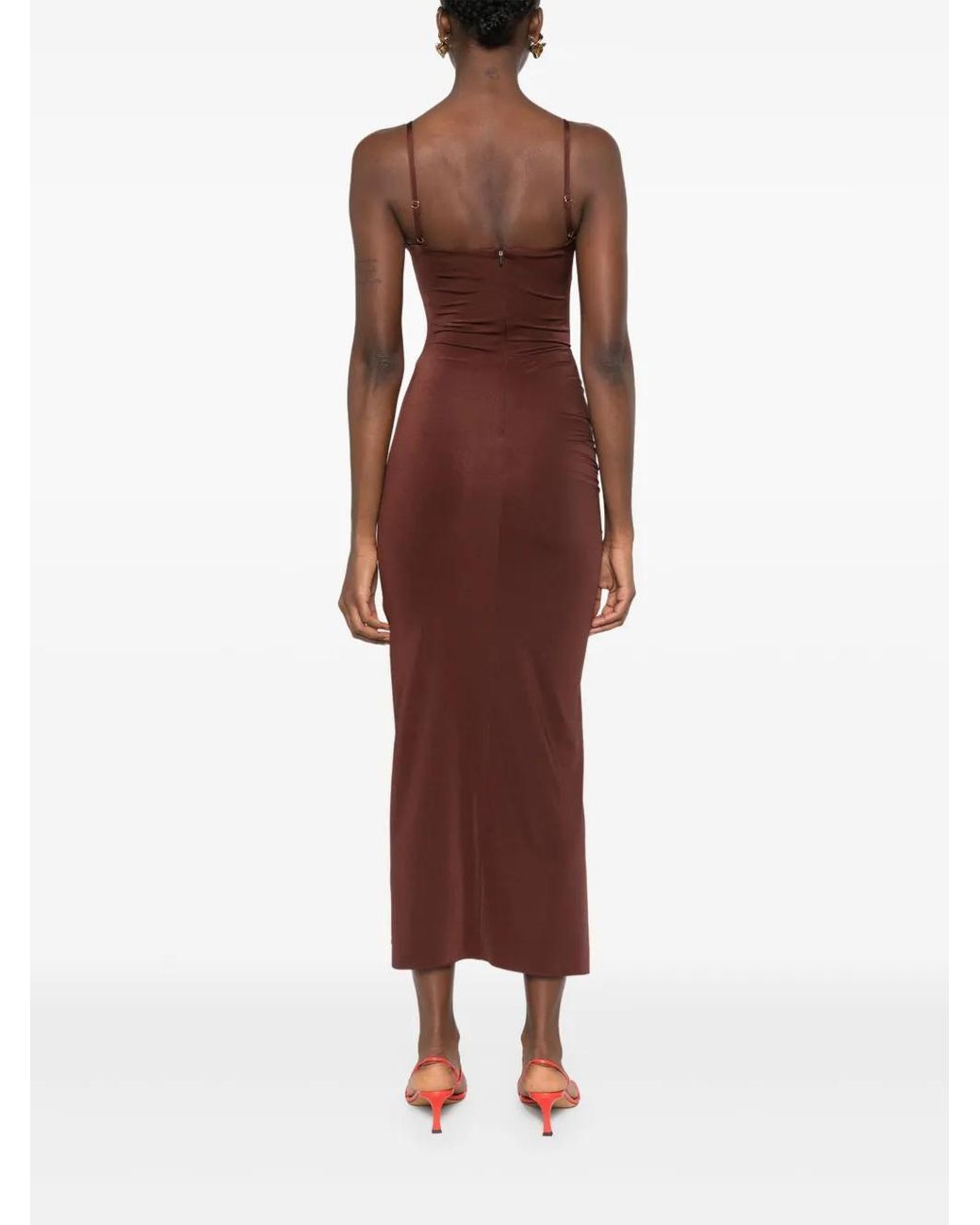 Nissa Purple Cut-Out Midi Dress