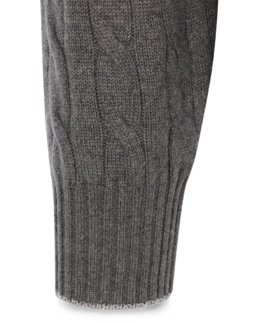 Brunello Cucinelli Gray Cable-Knit Cashmere Sweater for men