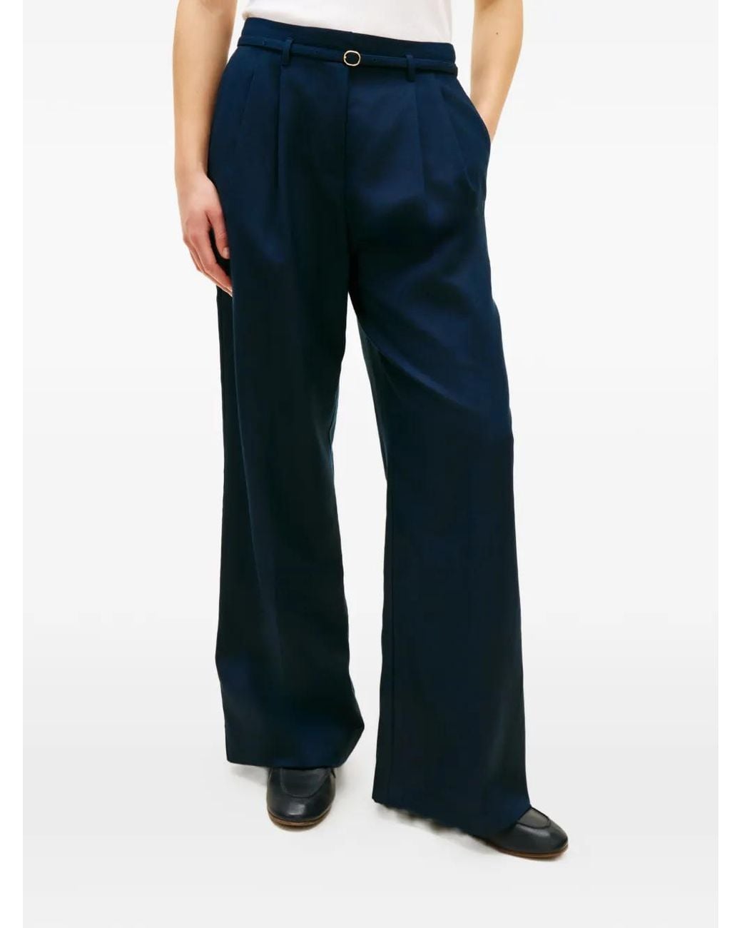 Tommy Hilfiger Blue Belted Wide Leg Trousers