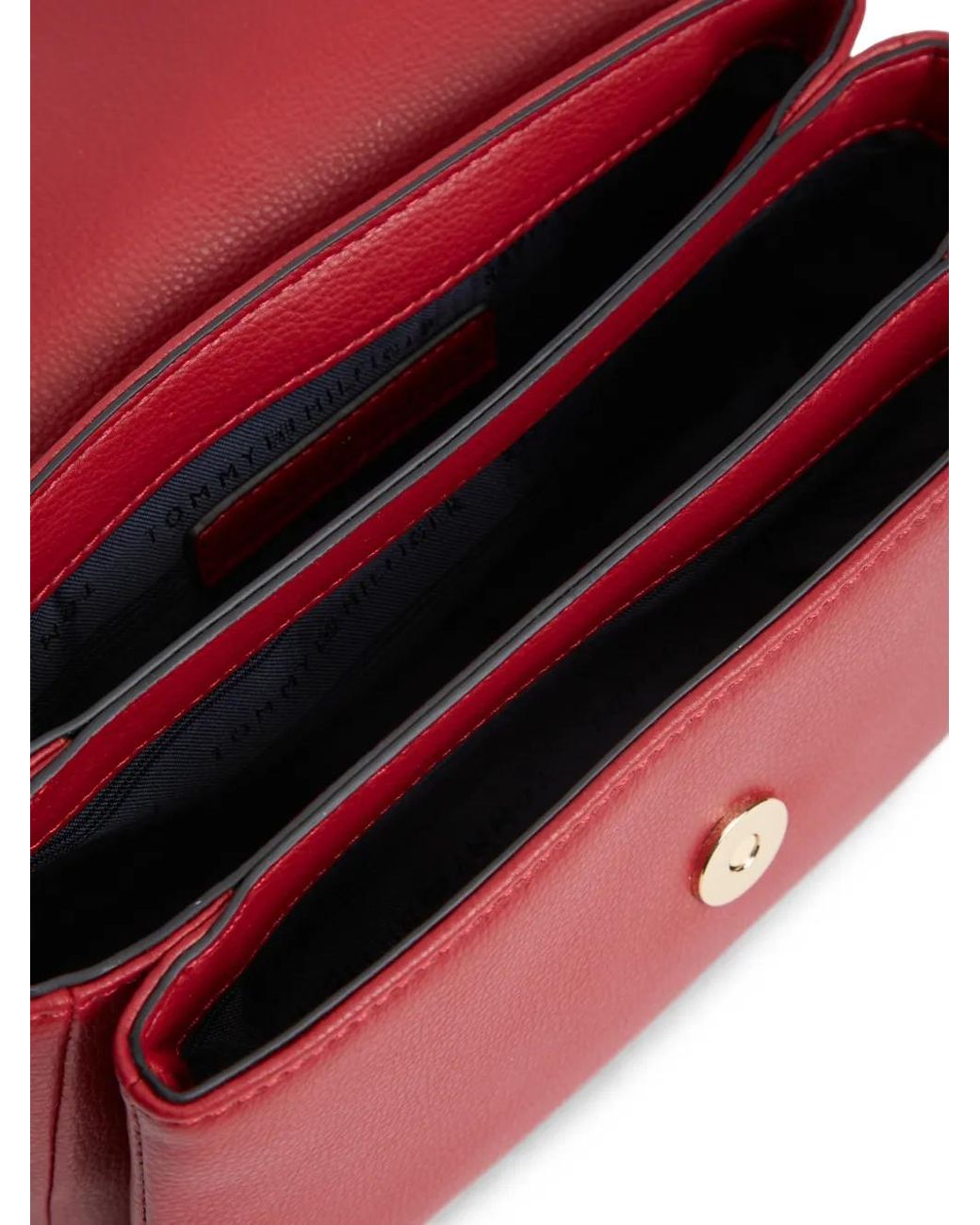 Tommy Hilfiger Red Libre Logo-Plaque Pebbled Shoulder Bag