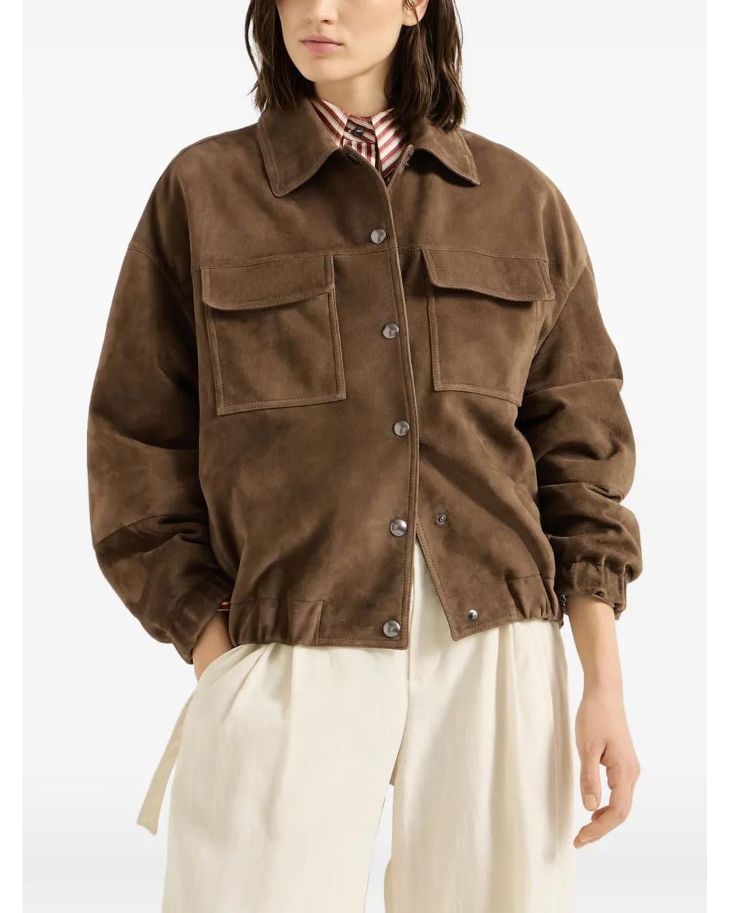 Brunello Cucinelli Brown Monili Suede Jacket