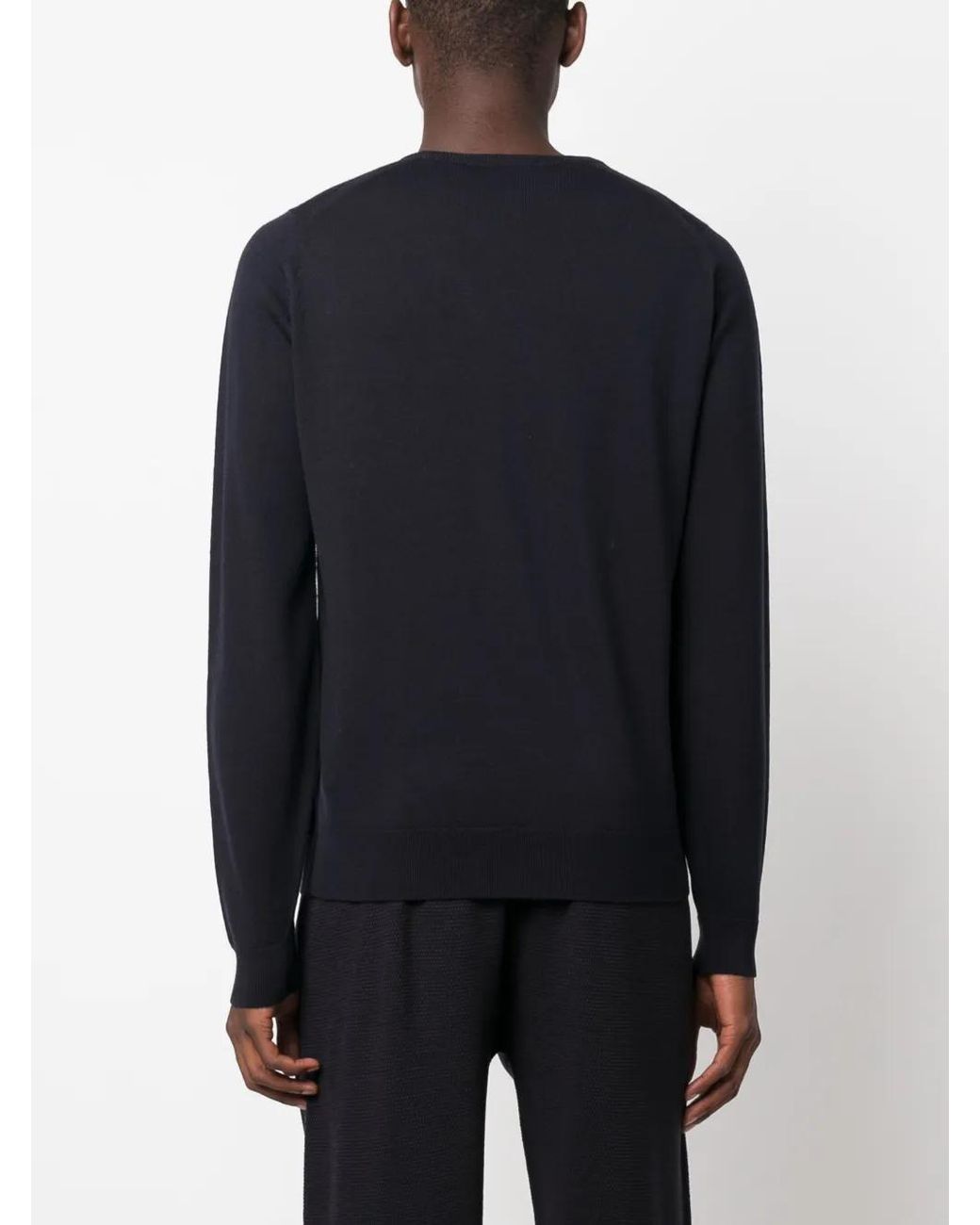 John Smedley Blue Farhill Virgin Wool Jumper for men