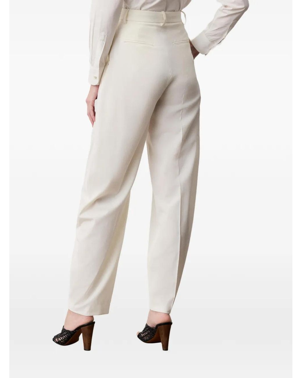 Ralph Lauren White Harlo Pleated Trousers
