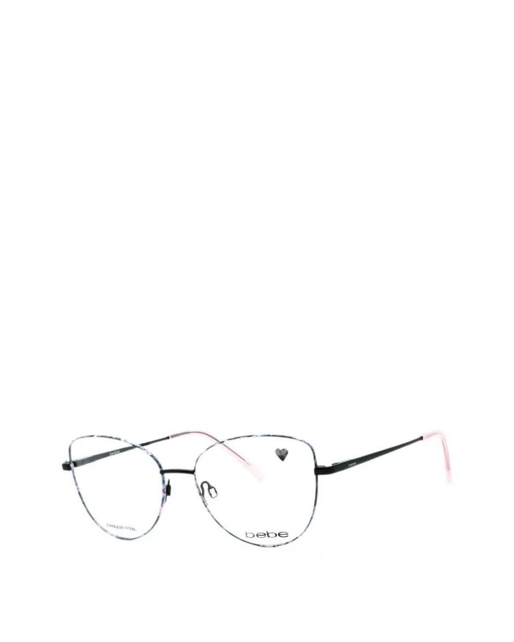 Bebe White Floral-Pattern Cat-Eye Glasses