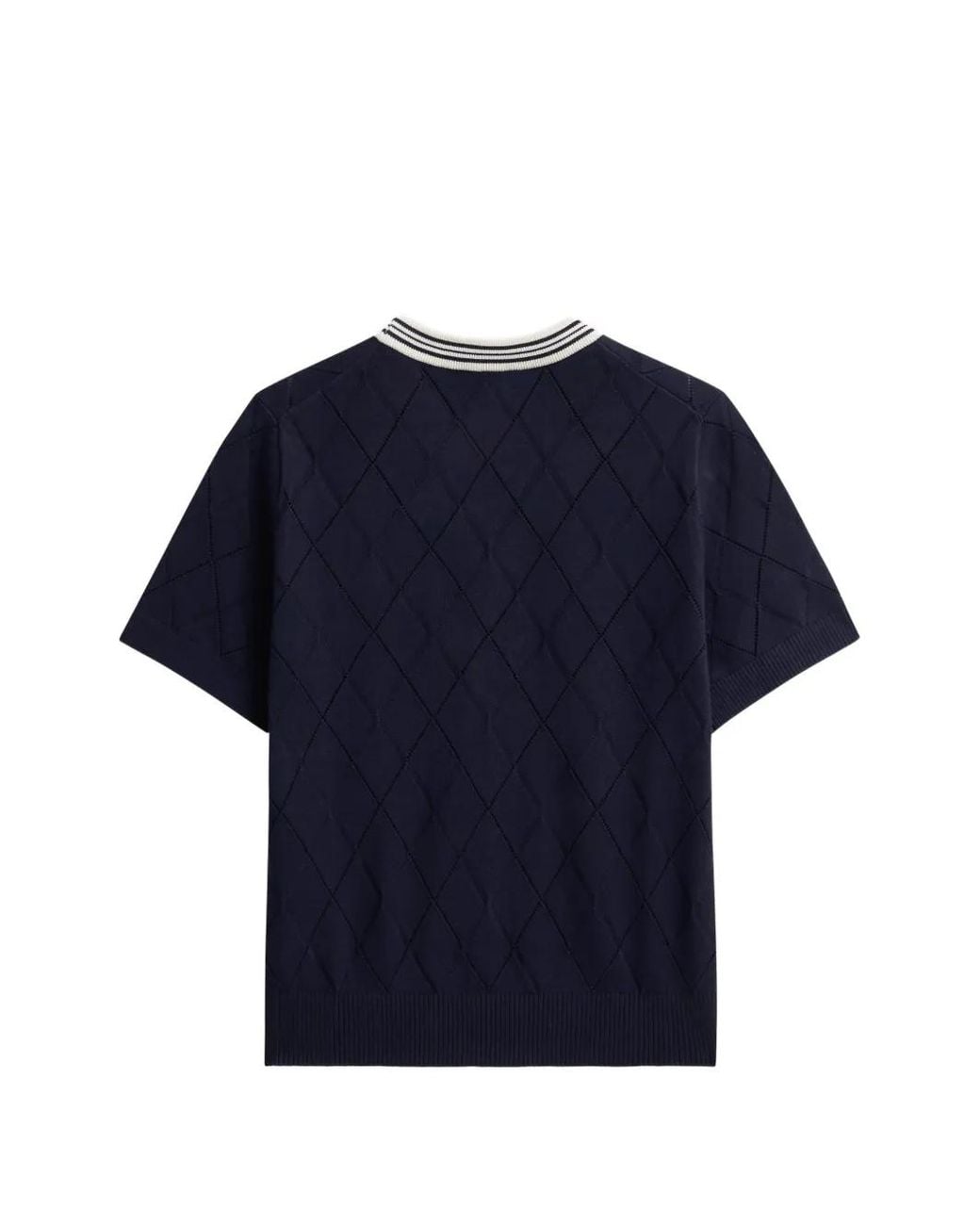 Pringle of Scotland Blue Argyle-Textured T-Shirt