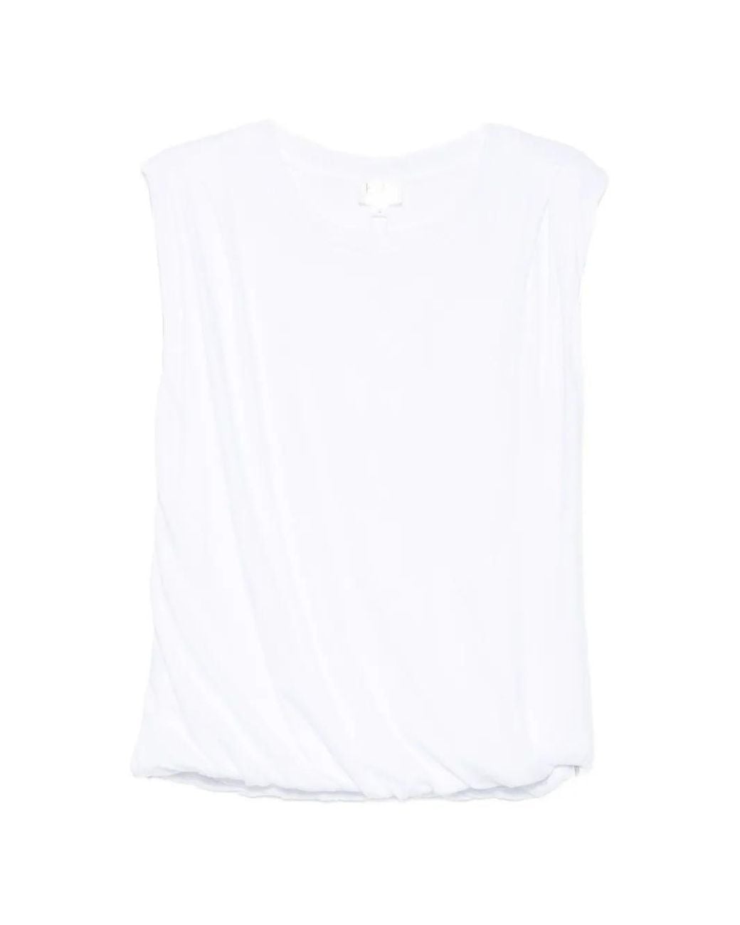 Bobi White Sleeveless Bubble-Hem Vest