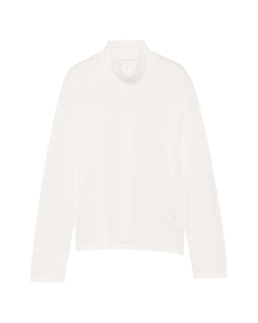 Eleventy White High-Neck Long-Sleeve T-Shirt