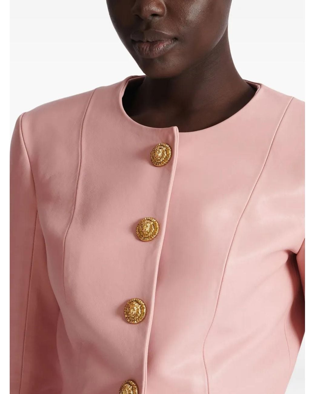Balmain Pink Leather Jacket