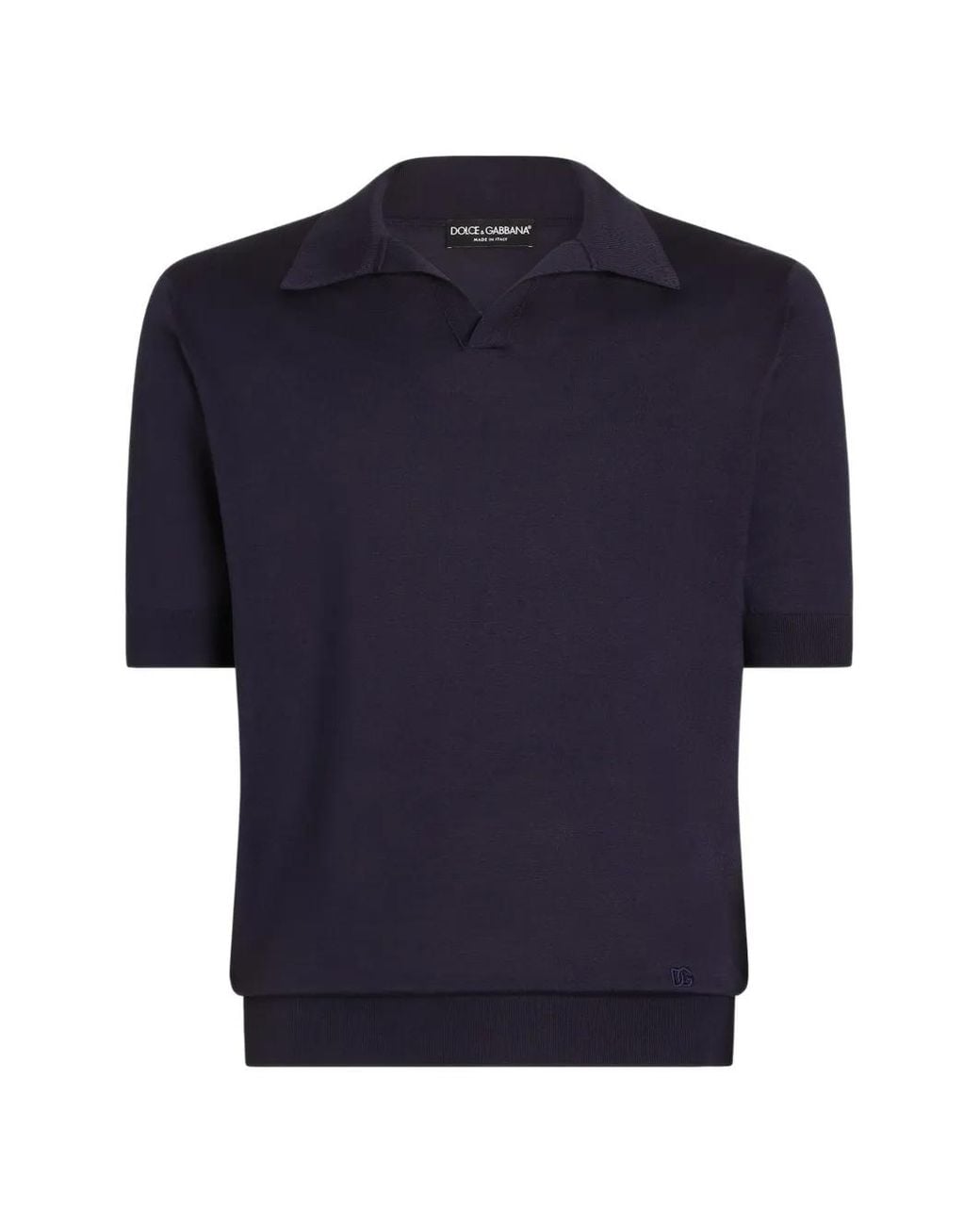 Dolce & Gabbana Blue Silk Knit Polo Shirt for men