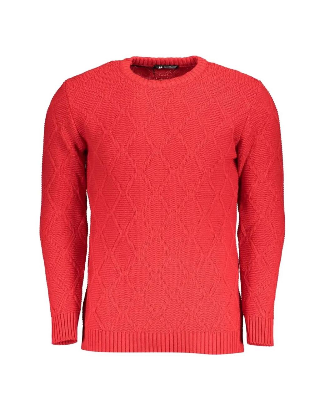 U.S. Grand Red Diamond-Knit Cotton Sweater for men
