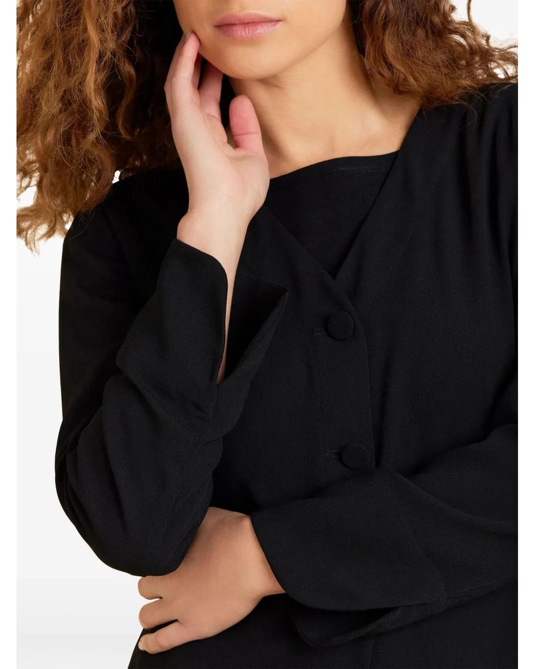 Agnes B. Black Collarless Button-Up Jacket