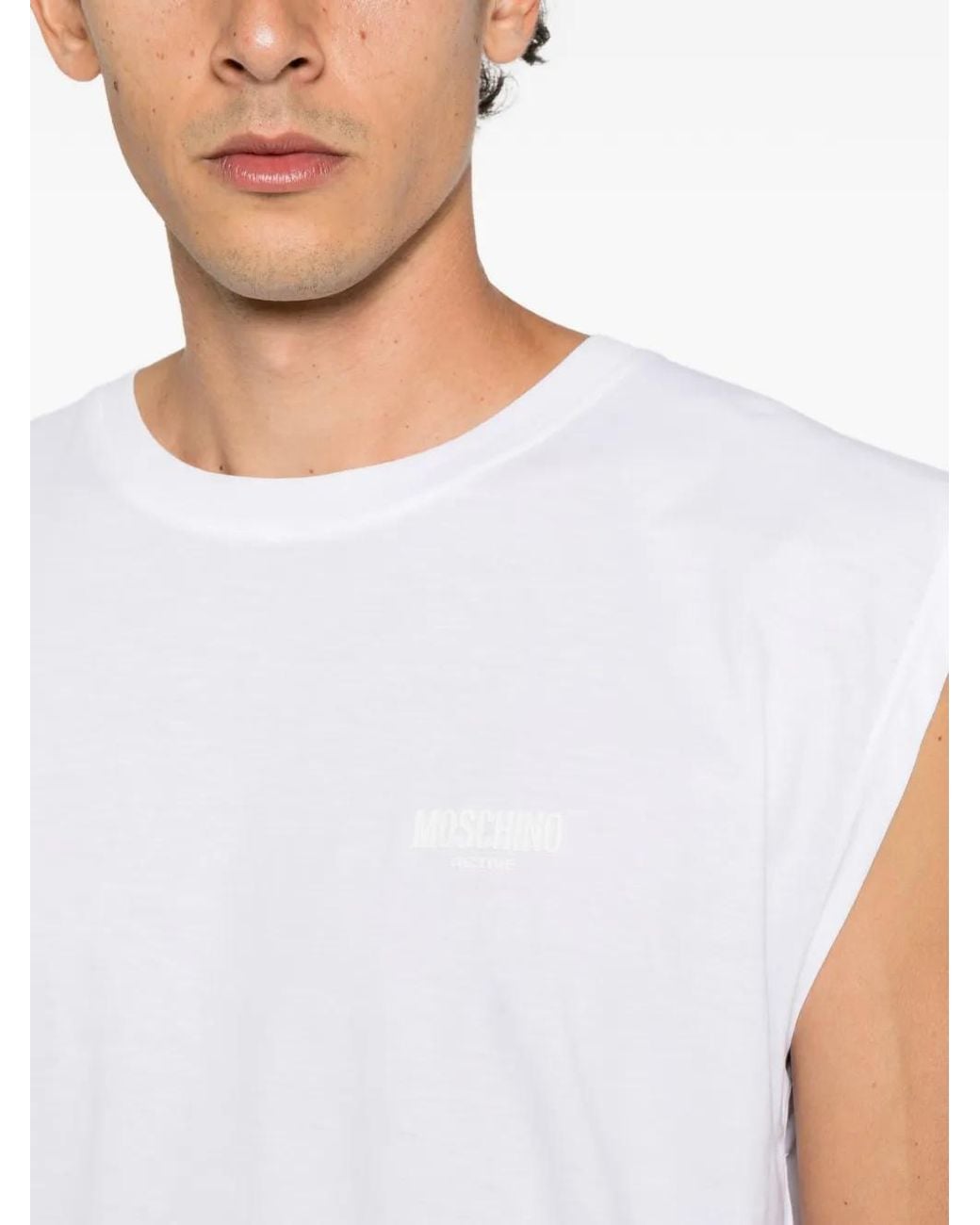 Moschino White Logo-Print T-Shirt for men