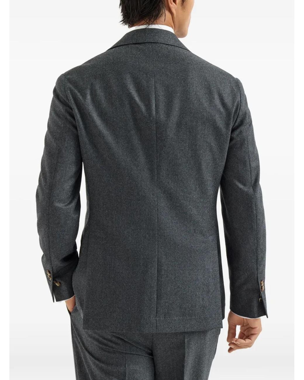 Brunello Cucinelli Gray Virgin-Wool Flannel Deconstructed Cavallo Blazer for men
