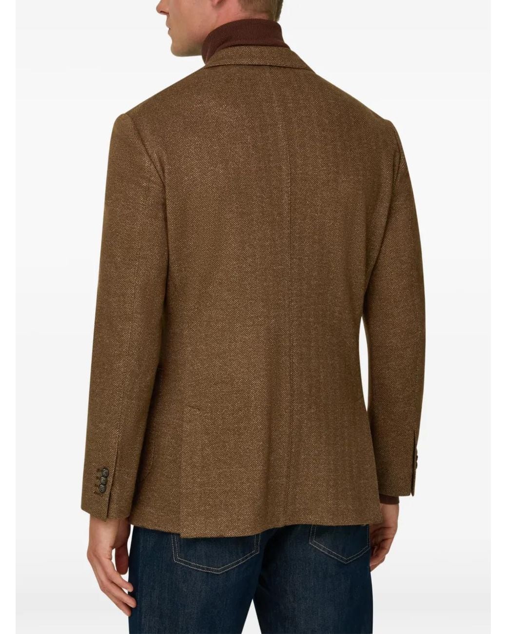 Boggi Brown Blazer Herringbone Cotton Blend B Jersey for men
