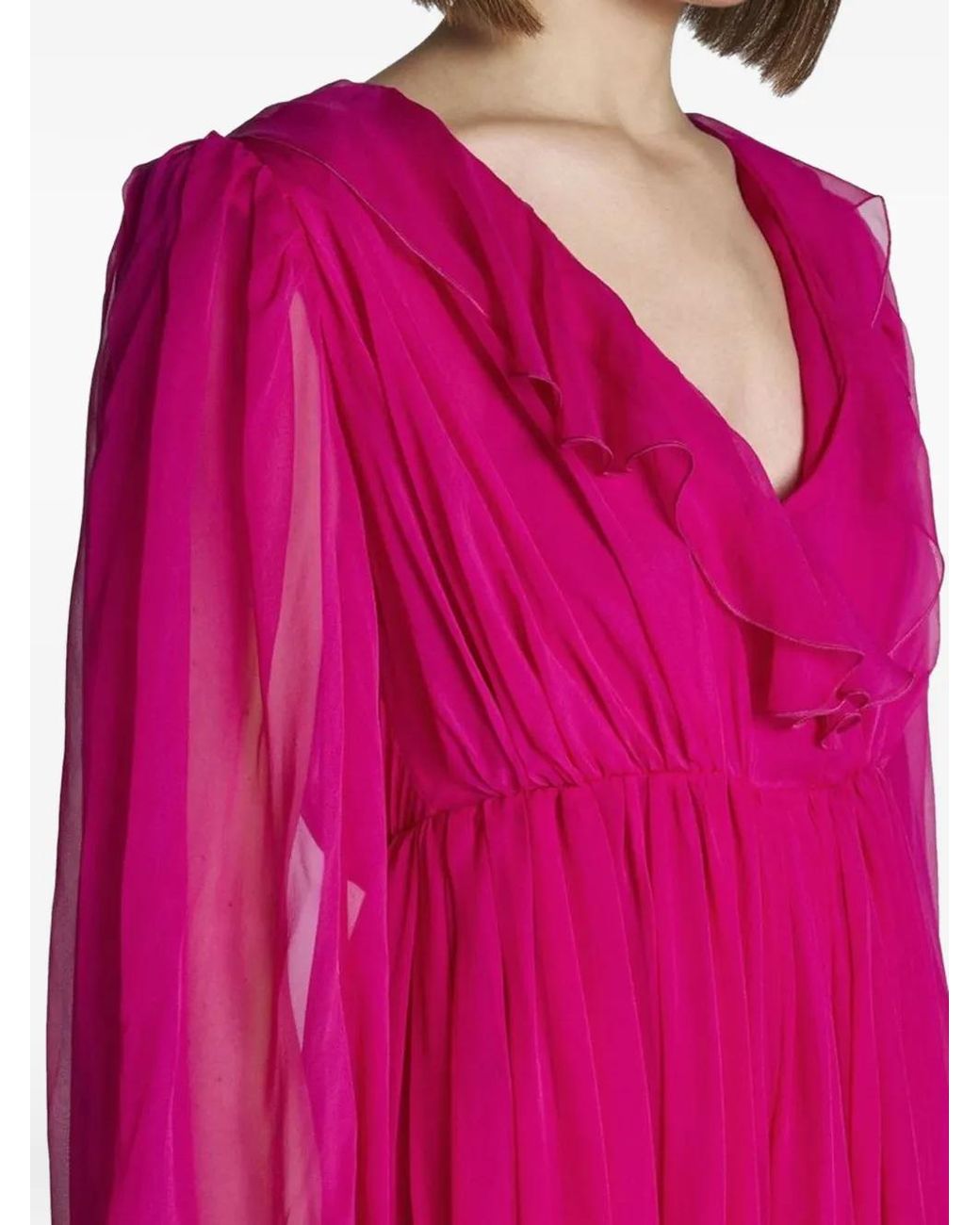 Gucci Pink Ruffled Silk Maxi Dress
