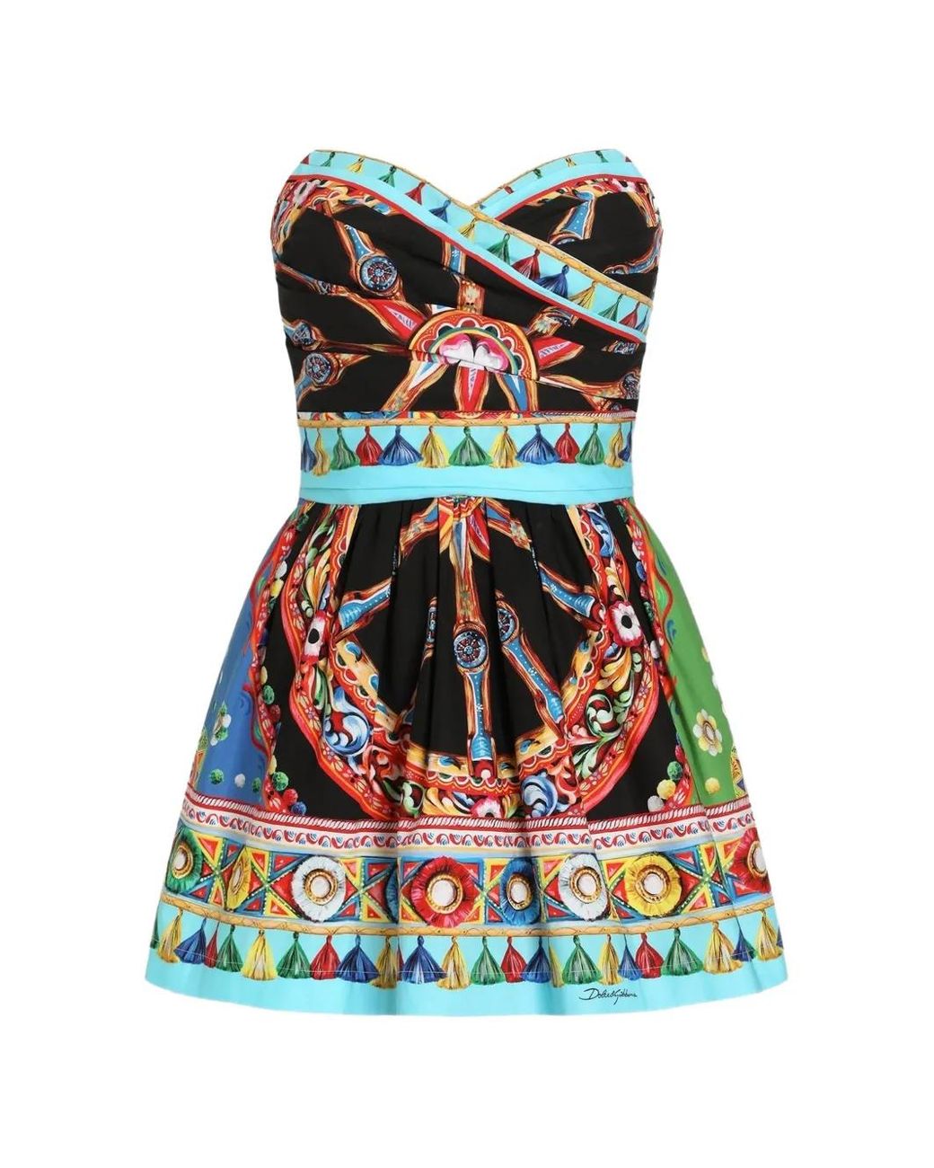 Dolce & Gabbana Red Carretto-Print Poplin Dress