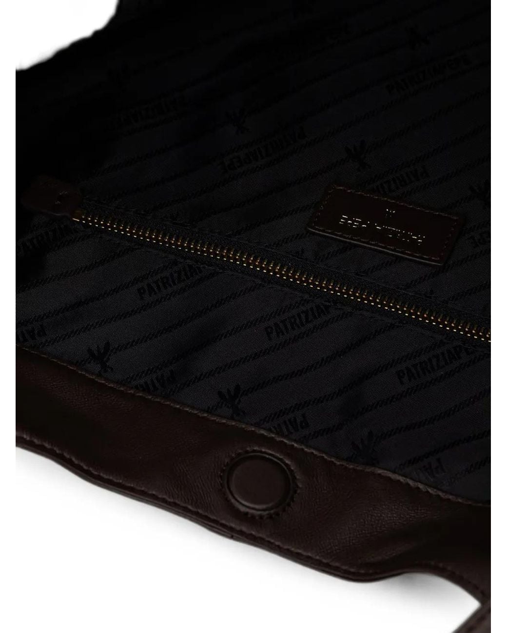 Patrizia Pepe Brown Minimal Logo-Print Leather Tote Bag