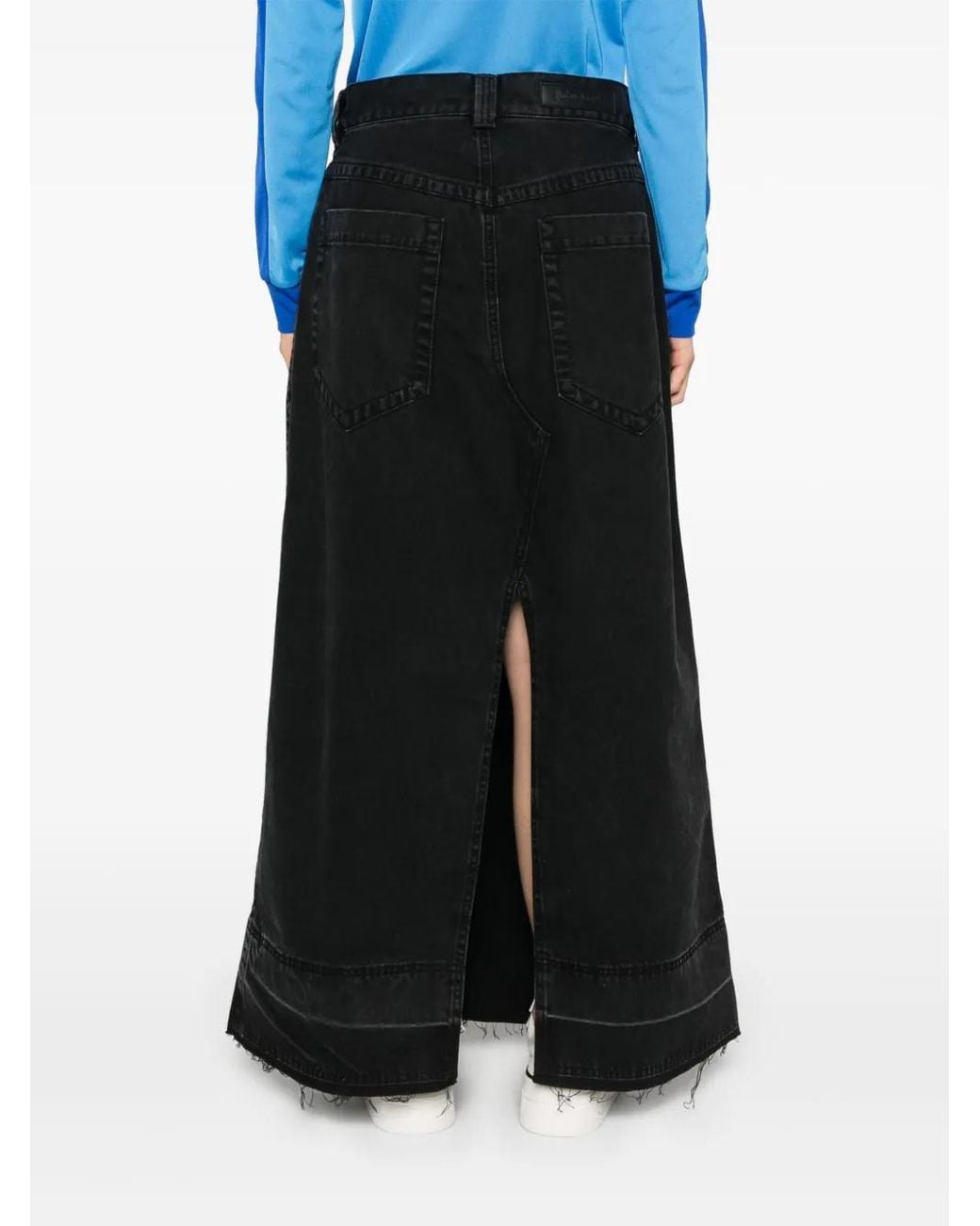 Palm Angels Black Denim Maxi Skirt
