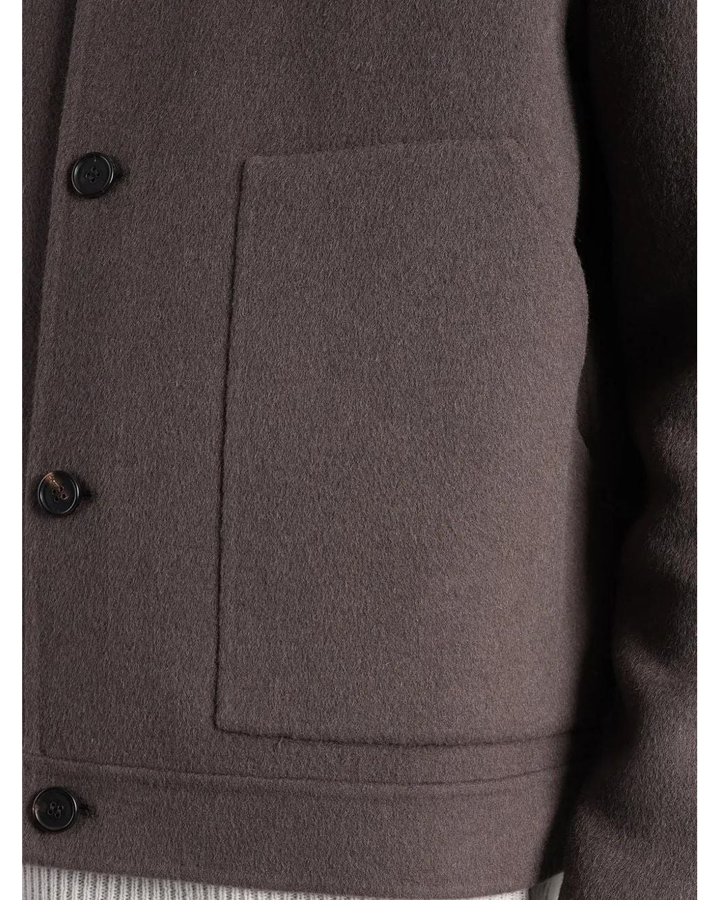 Low Brand Gray Button-Up Patch-Pocket Shirt Jacket for men