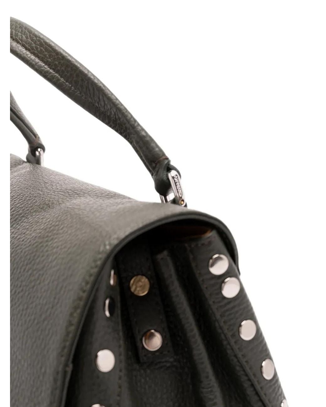 Zanellato Black Small Postina Daily Stud-Embellished Calf Leather Shoulder Bag