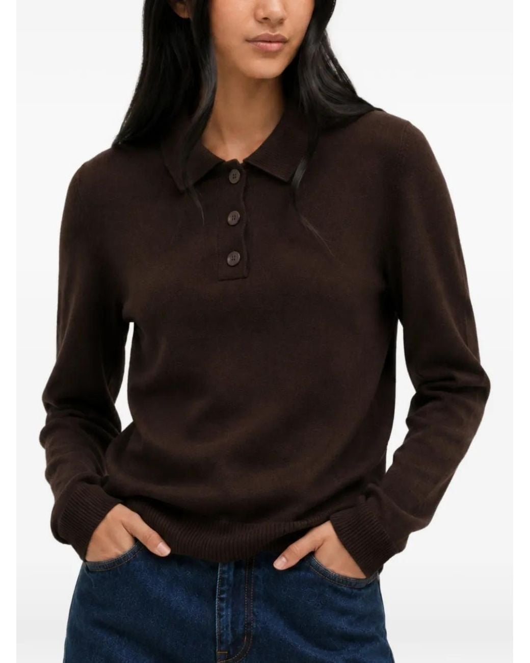 Chinti & Parker Brown Polo-Collar Sweater
