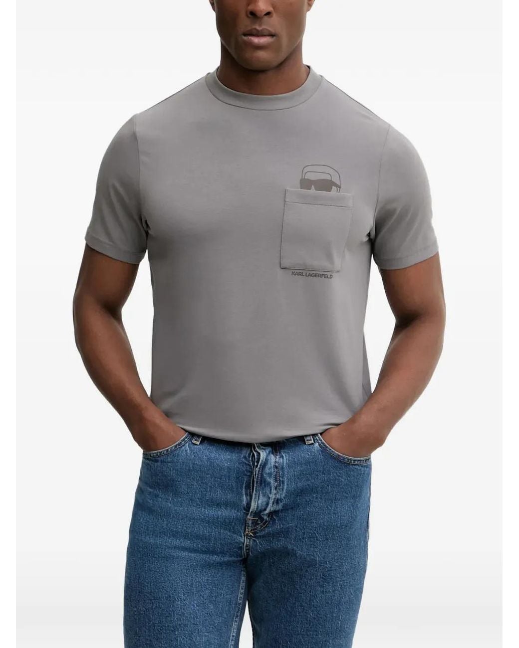 Karl Lagerfeld Gray Graphic-Print T-Shirt for men