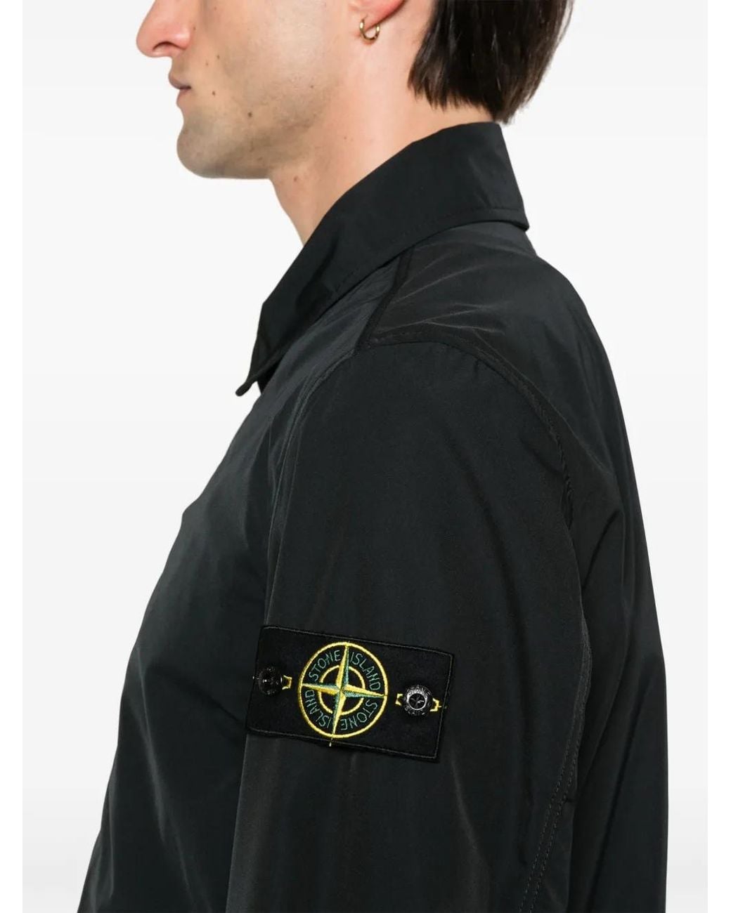 Stone Island Black Compass-Badge Coat for men