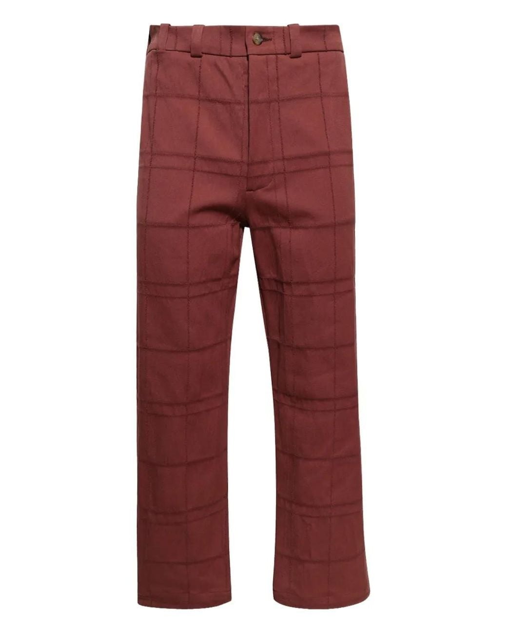 The Elder Statesman Red Checked Cotton Trousers for men
