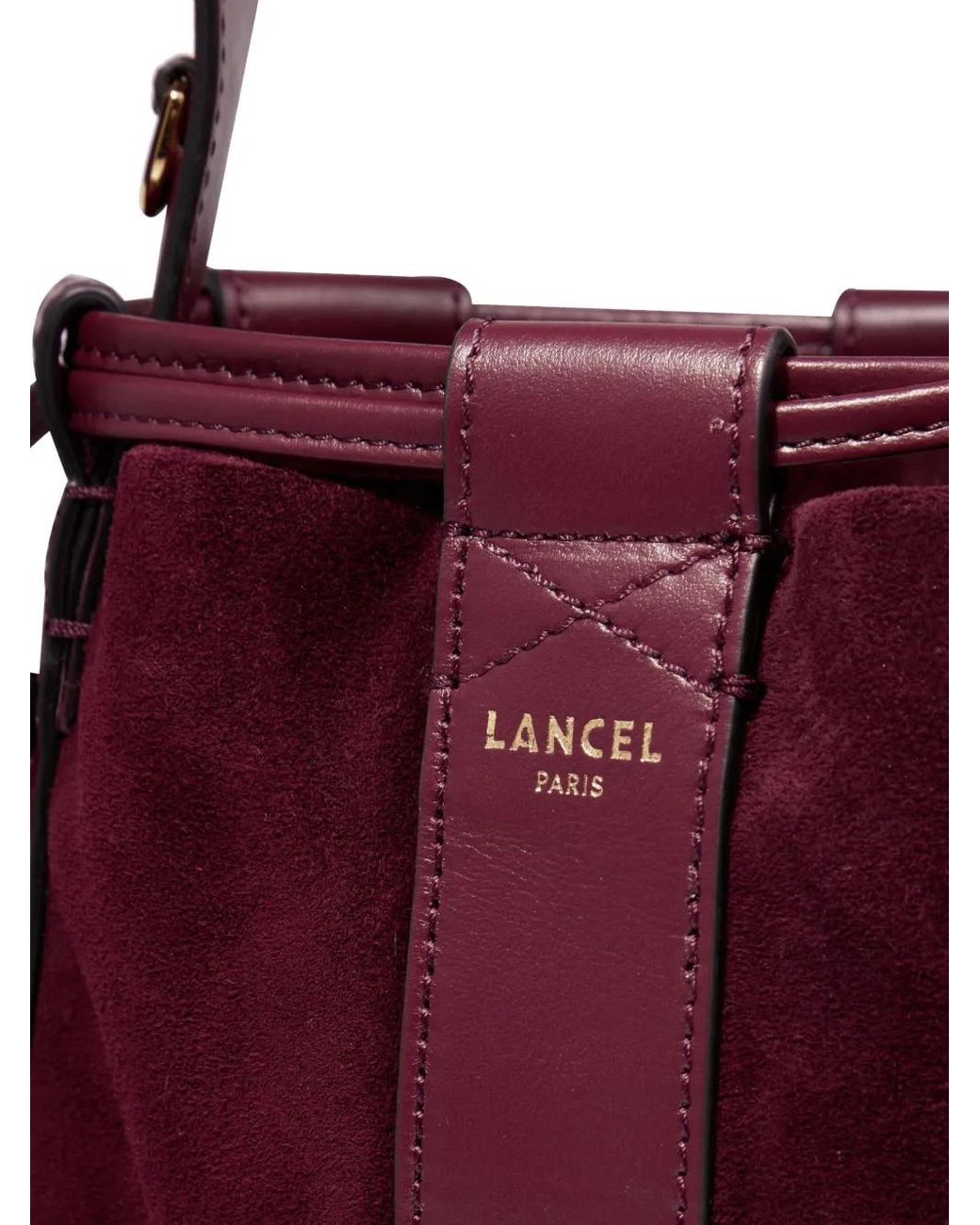 Lancel Purple Elles Leather-Trimmed Suede Bucket Bag