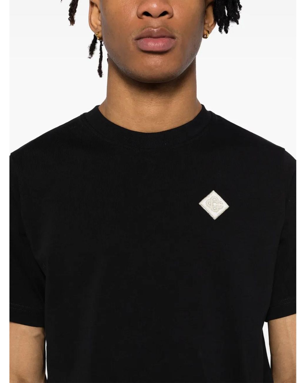 Casablanca Black Pearl Diamond Cc Patch T-Shirt By for men