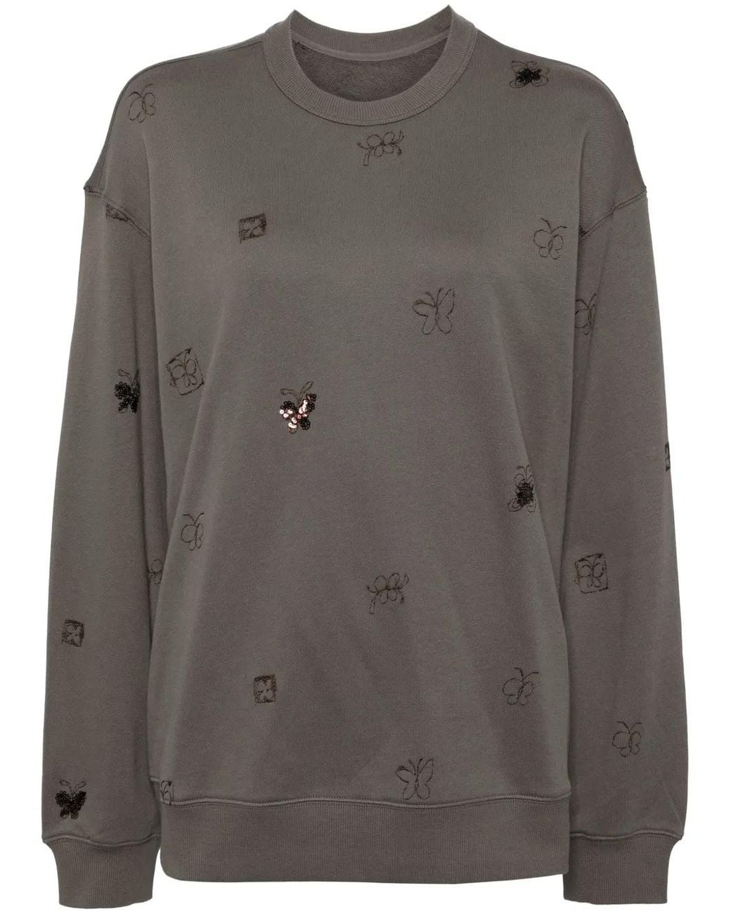 JNBY Gray Butterfly-Embroidered Sweatshirt