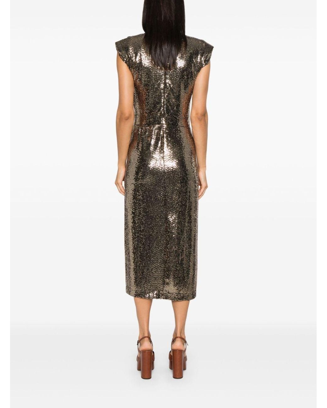 Essentiel Antwerp Sequinned Maxi Dress in Natural | Lyst UK
