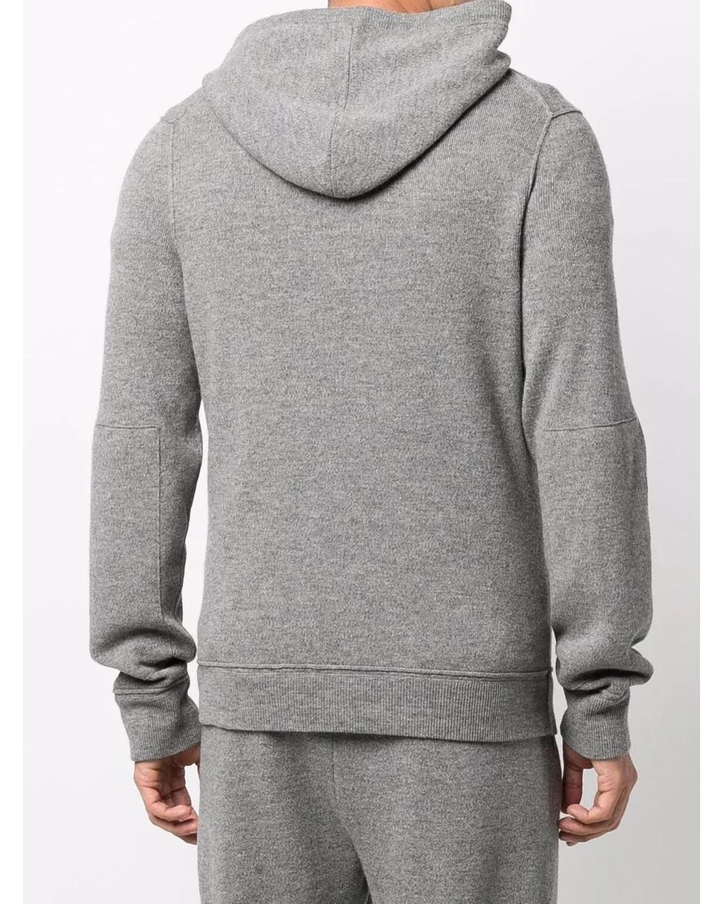 Zadig & Voltaire Gray Logo-Plaque Merino Hoodie for men