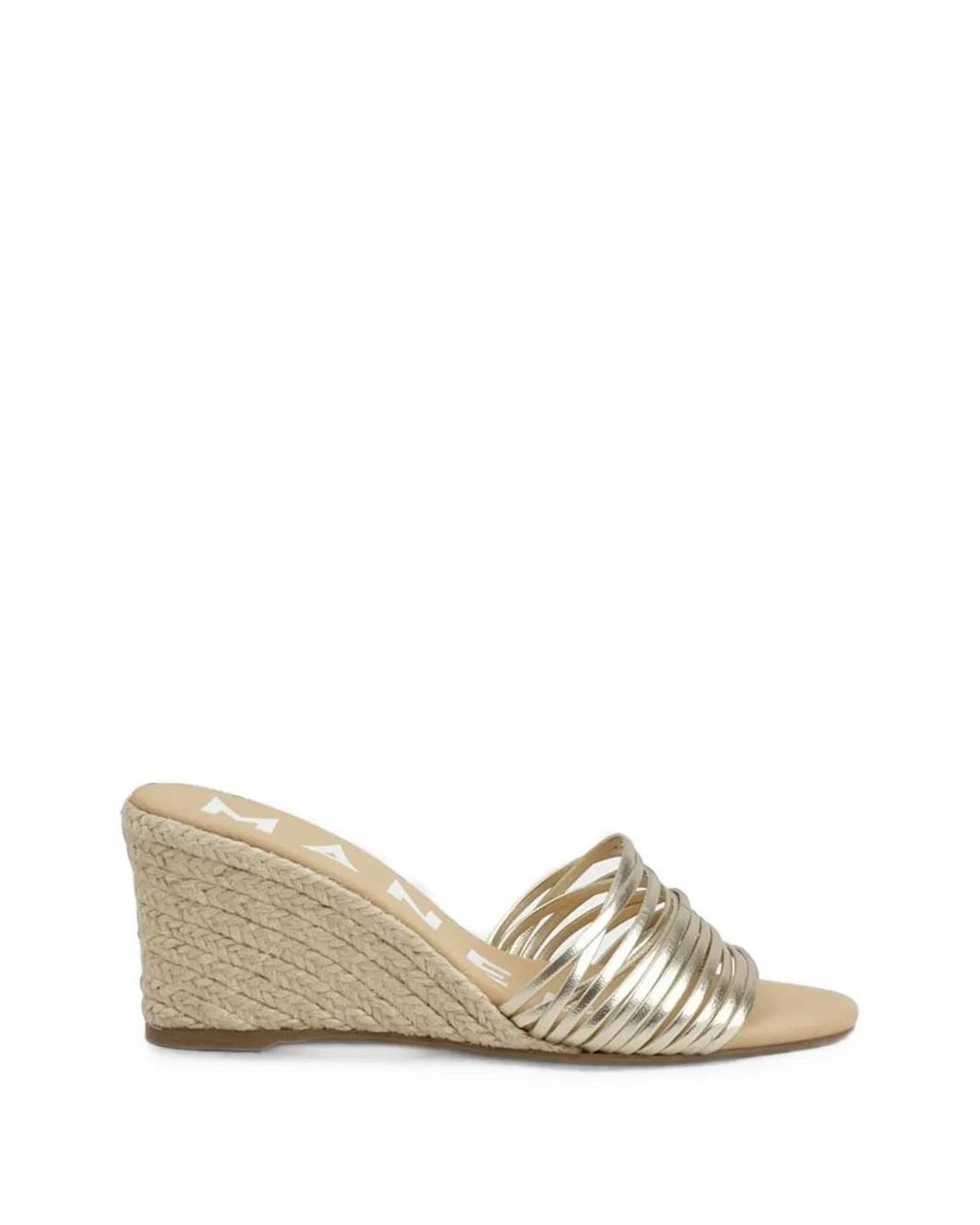 Manebí Natural Metallic-Leather Wedge Espadrilles