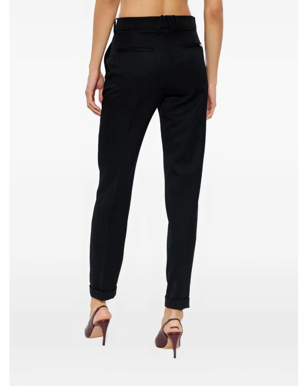 The Attico Black Turn-Up Hem Trousers
