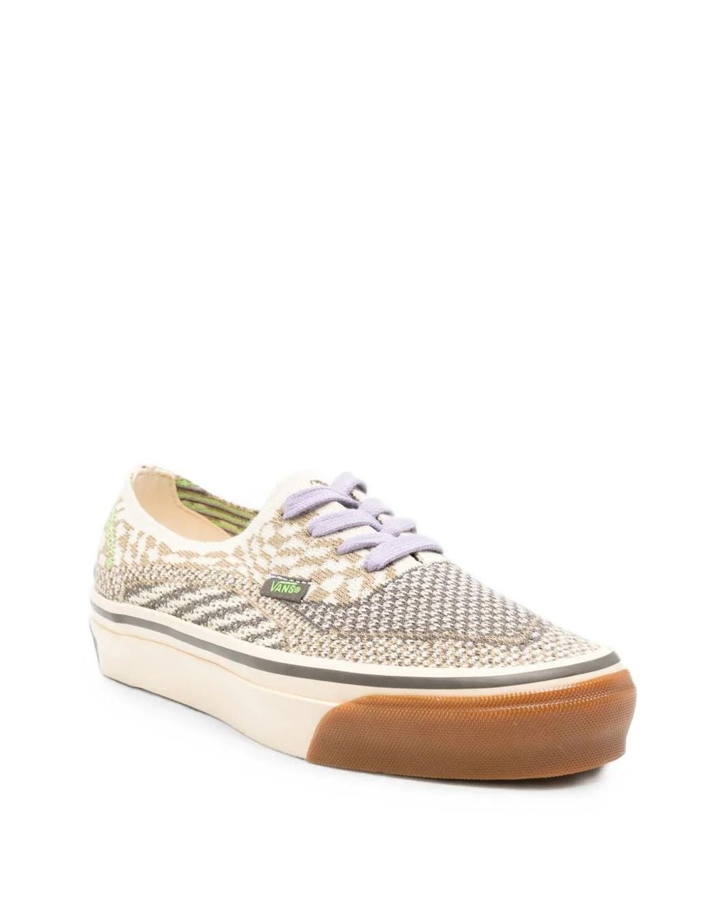 Vans White Lx Authentic Check-Pattern Knit Sneakers for men