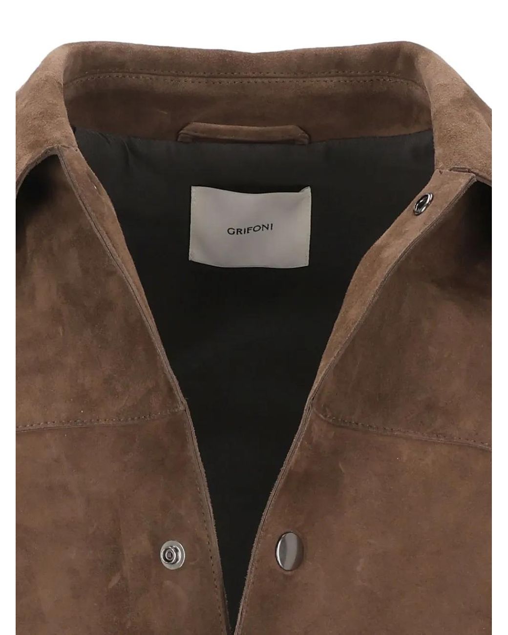 Grifoni Brown Suede Button-Fastening Jacket for men