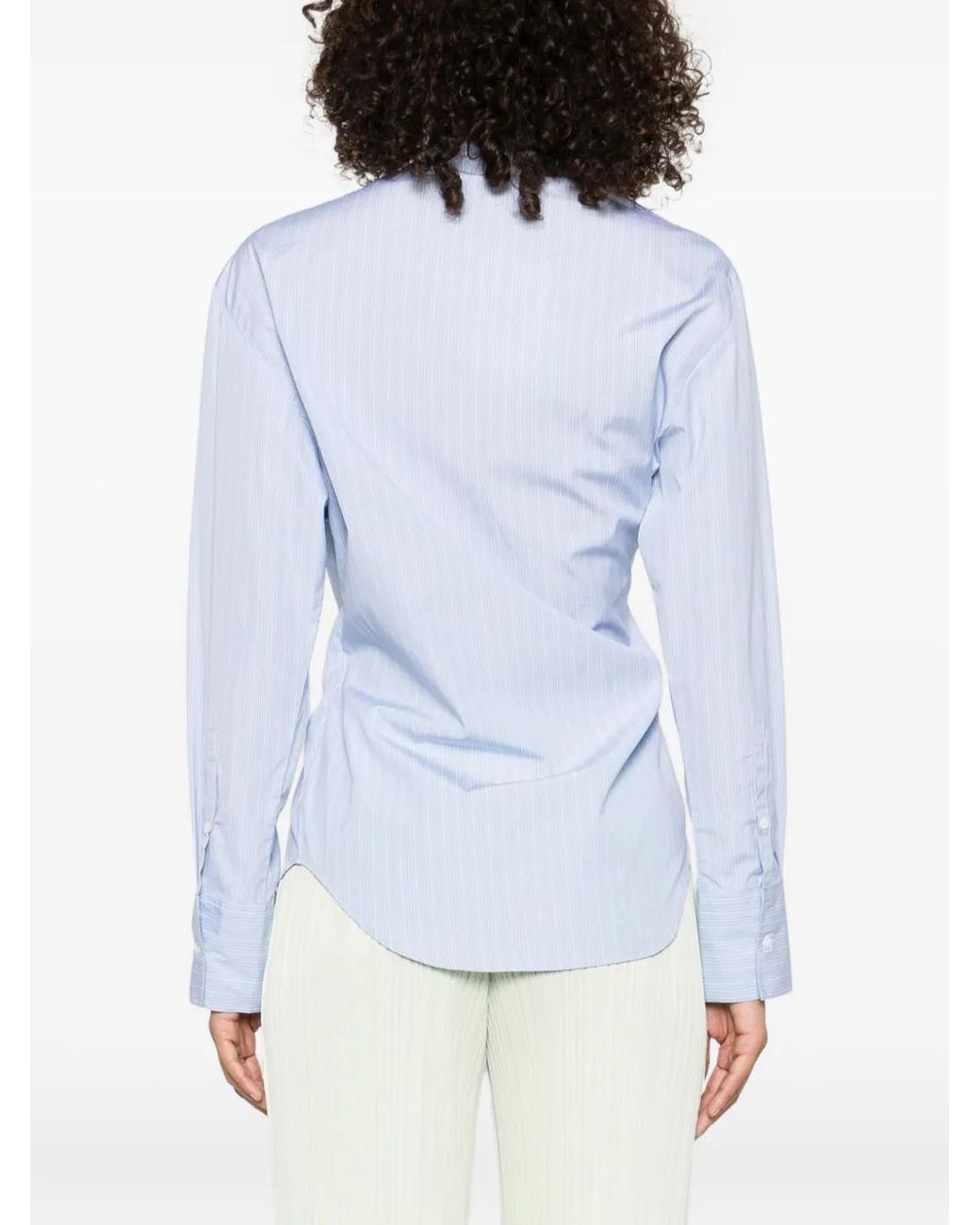 Rohe Blue Striped Asymmetrical Cotton Shirt