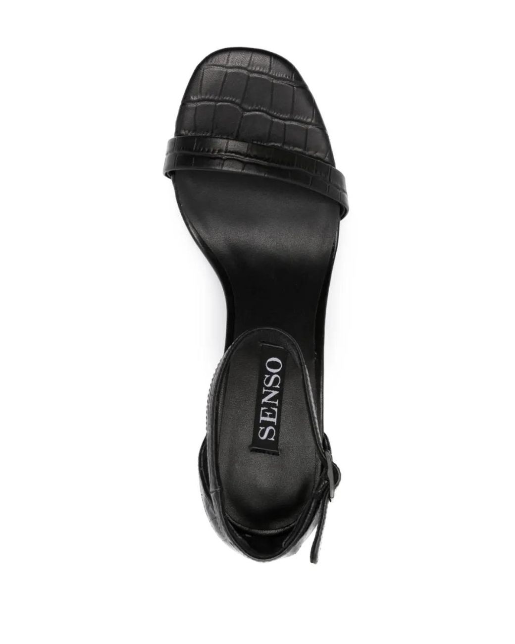 Senso Black Quelle Iii Crocodile-Effect Leather Sandals
