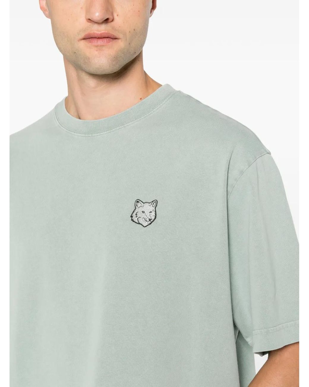 Maison Kitsuné Green Logo-Patch T-Shirt for men