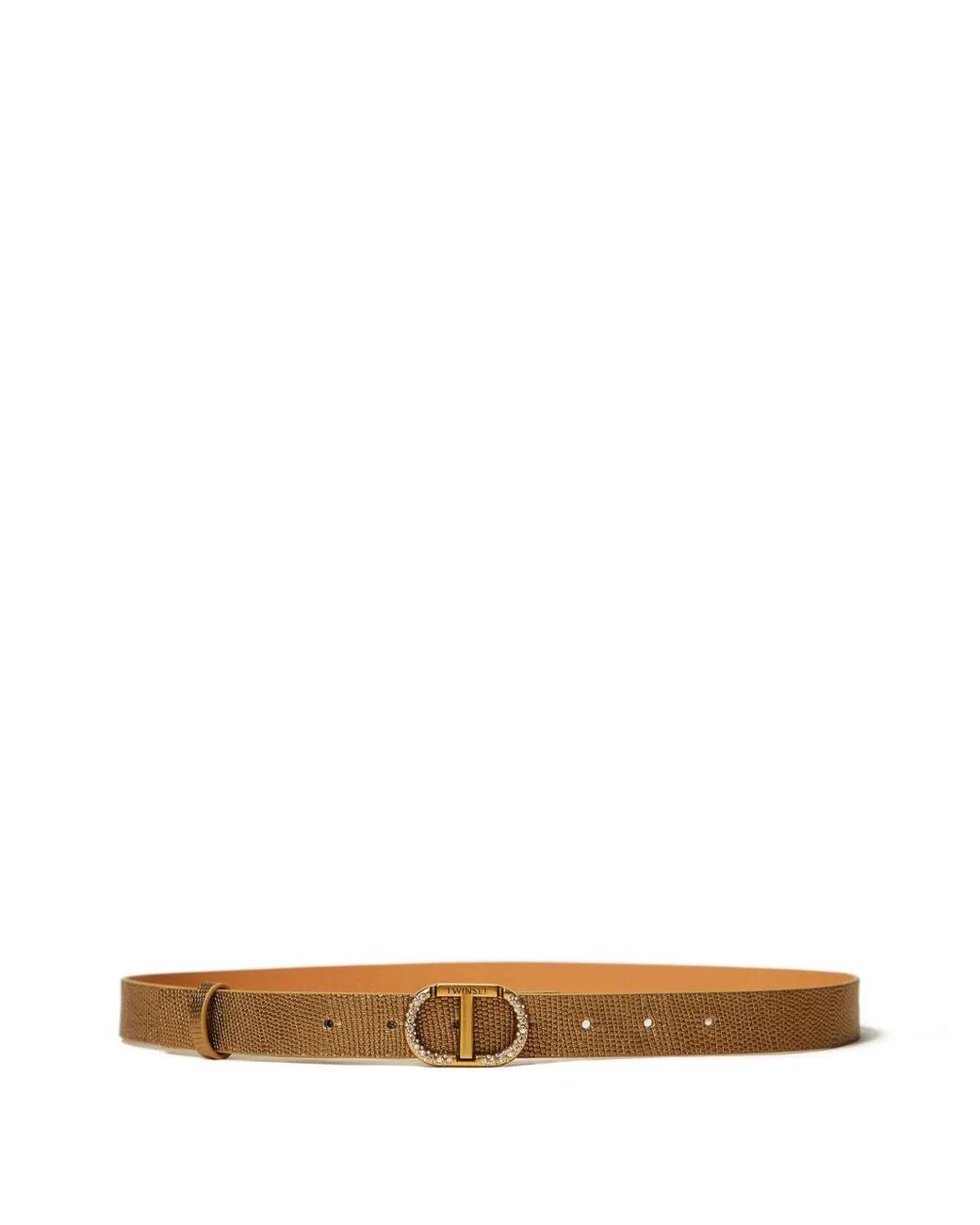 Twinset White Rhinestone-Embellished Leather Belt