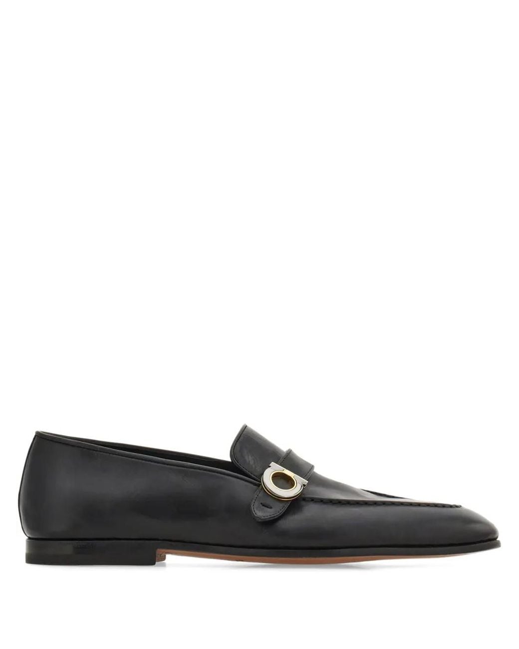 Ferragamo Black Tramezza Loafers With Gancini Ornament for men