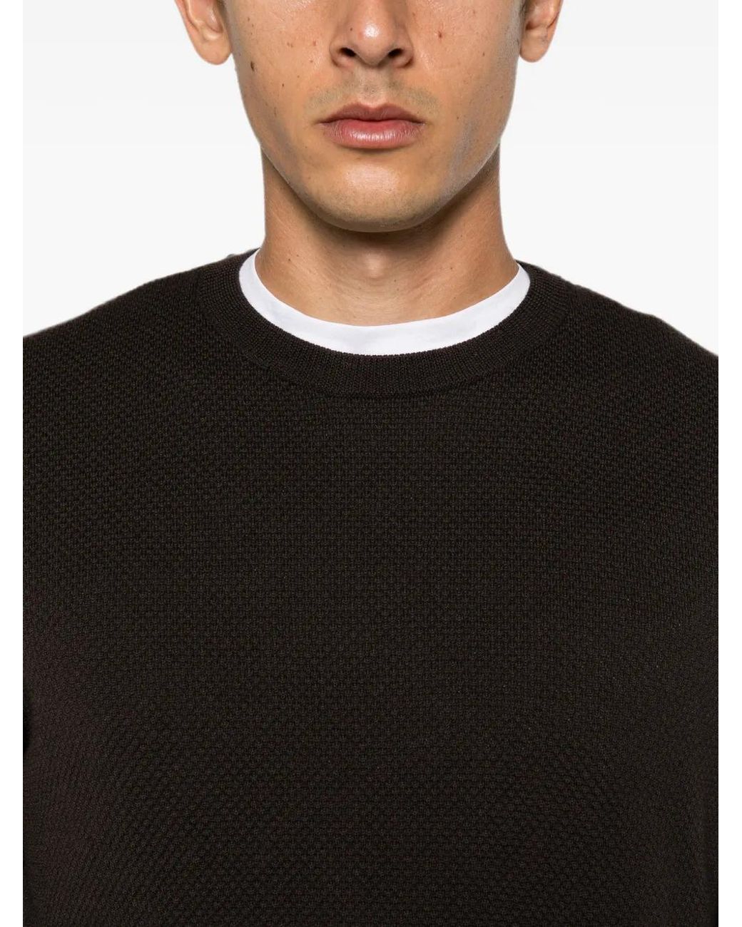 Slowear Black Pull En Maille Gaufrée for men