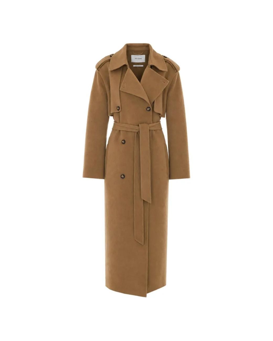 IVY & OAK Natural Double-Breasted Belted Coat