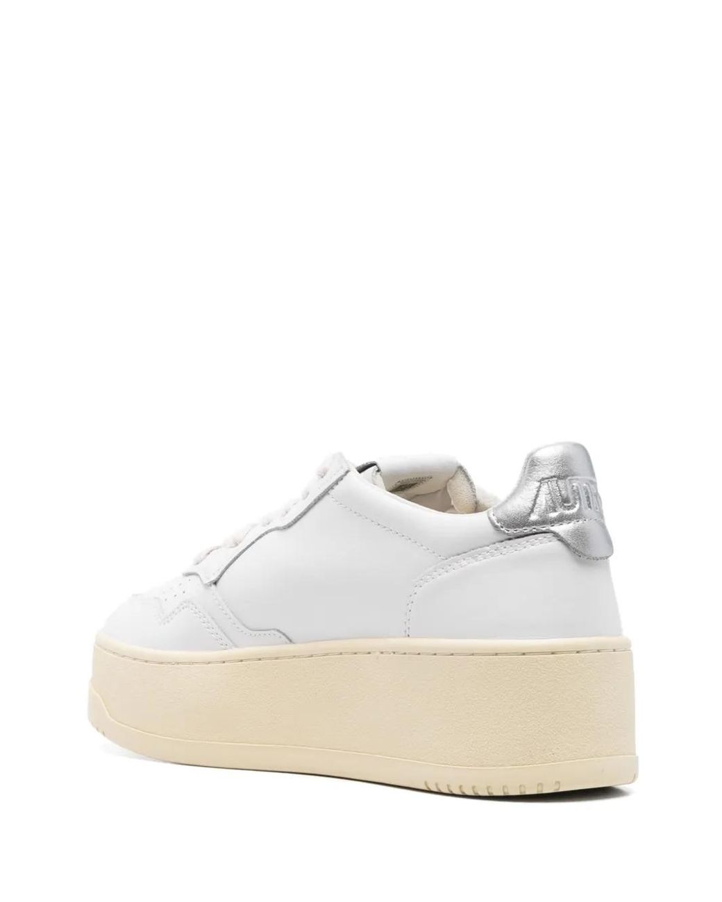 Autry White "Platform Low" Leather Sneakers