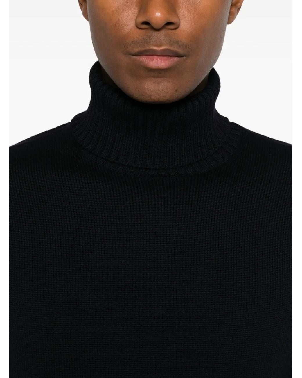 Heritage Black Ribbed-Knit Roll-Neck Sweater for men